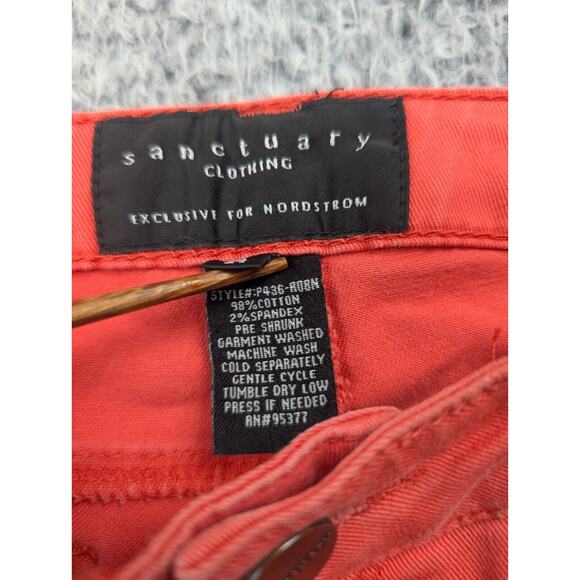 Sanctuary Jeans Women 24 Salmon Cropped Slim Denim Stretch Low Rise Normcore - Picture 5 of 10